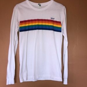 Ripcurl white long sleeve with rainbow stripes